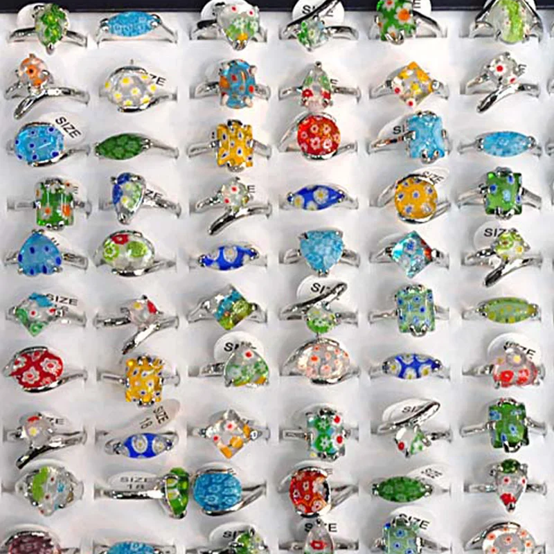 

20 шт., разноцветные кольца с натуральным камнем