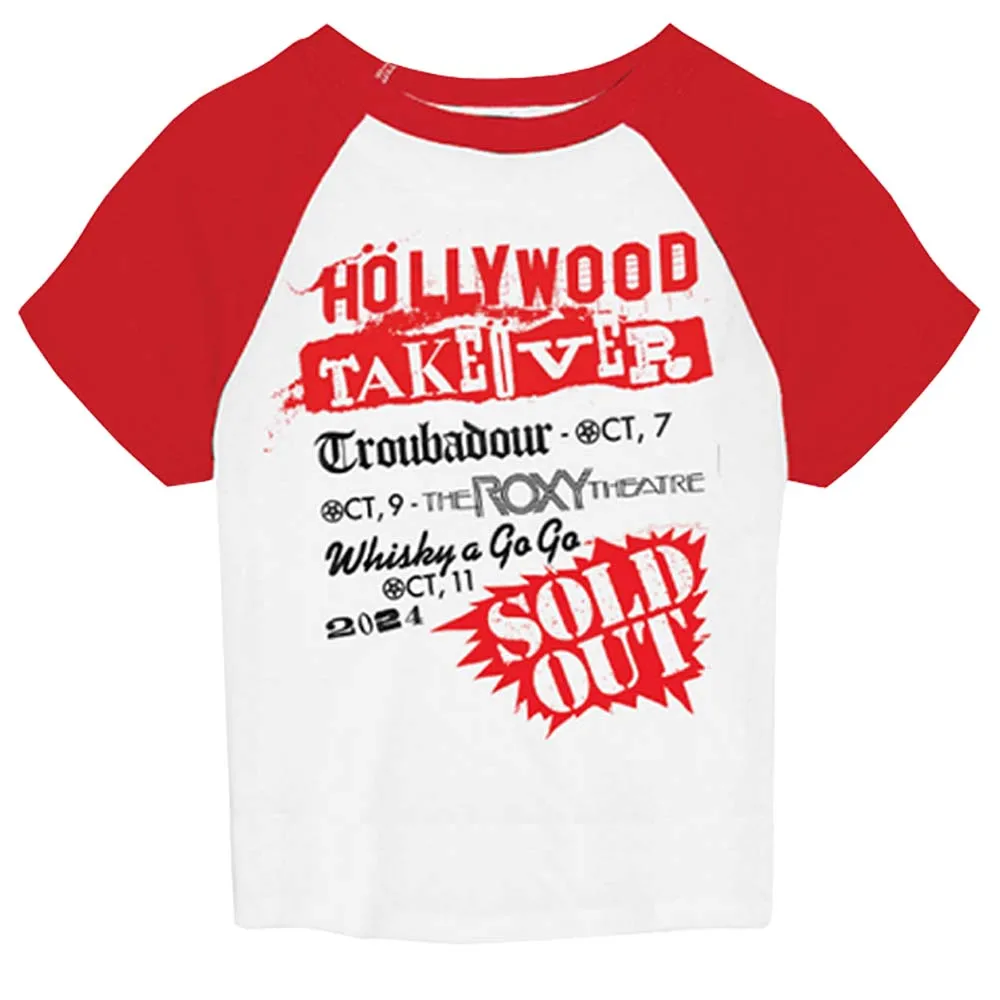 Фото Футболка Höllywood Takeöver Crop Raglan Tee Motley Crue MÖTLEY CRÜE с круглым вырезом, свободного кроя, летняя, унисекс, уличная одежда, с графическим принтом, мерч-топ №3