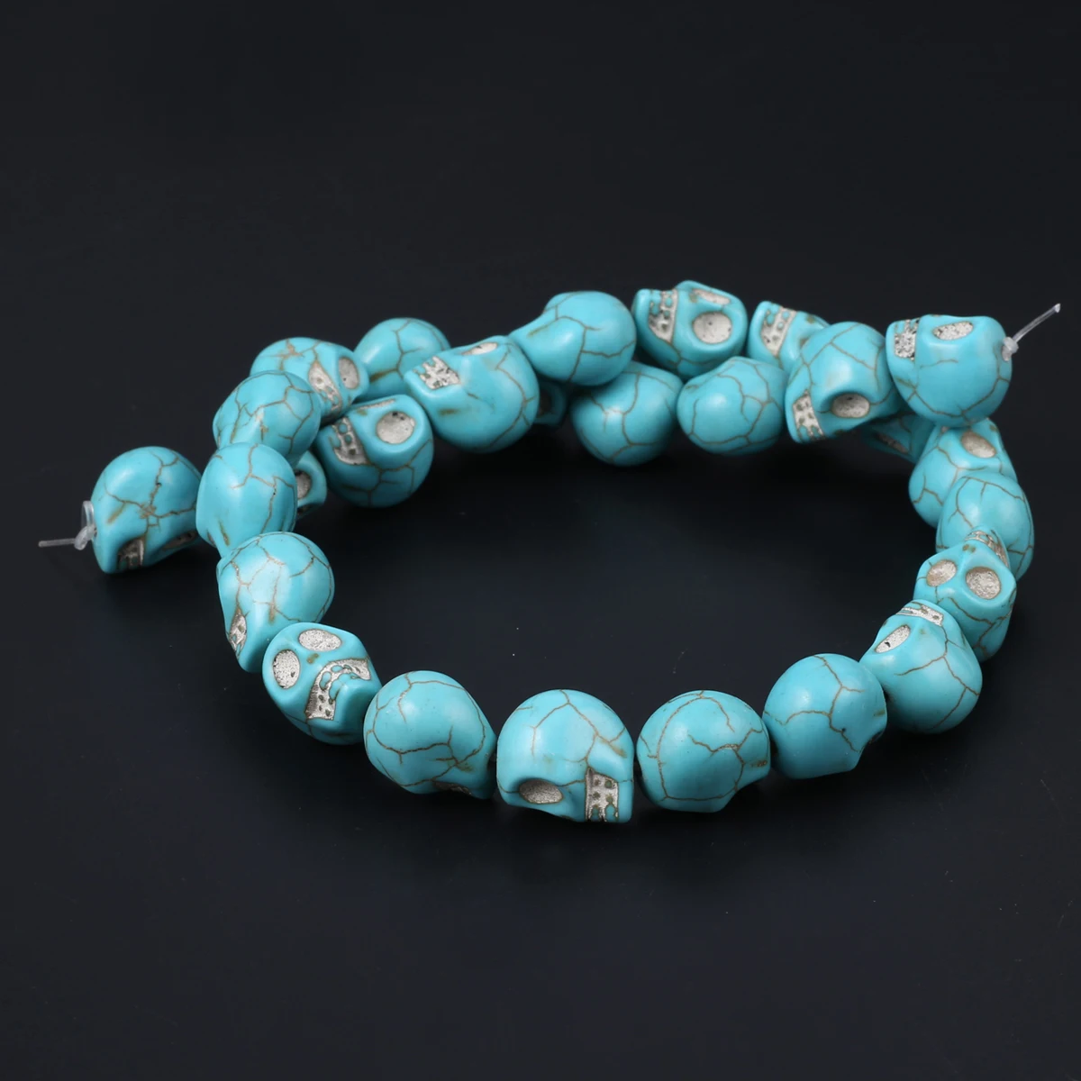 Skull Natural Stone Beads Blue White Turquoise Loose Spacer Beads for DIY Bracelet Necklace Making Jewelry Accessories Multisize images - 6