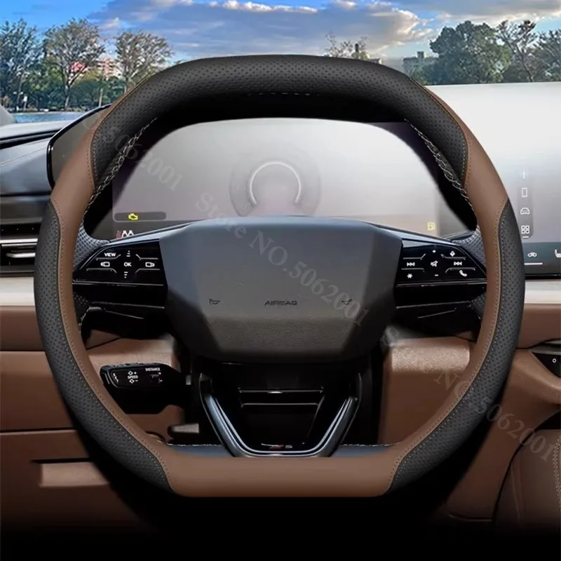 Фото Для Audi A5 A5L B10 Q5 Q5L 2024 2025 2026: Ультратонкий кожаный чехол на руль, нескользящие аксессуары для защиты руля №2