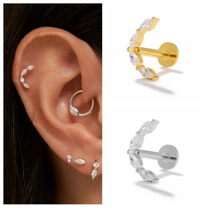 

CANNER 1pc Irregular 925 Sterling Silver Stud Earrings for Women Kraakbeen Piercing Threaded Labret 2022 Trend Wedding Gift