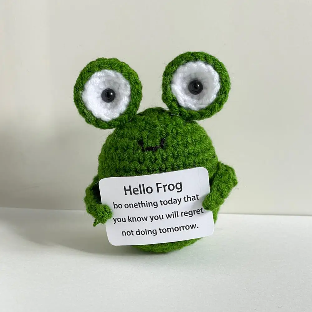 Положительная игрушка лягушка с вязанным крючком ручная работа вязанная кролик
