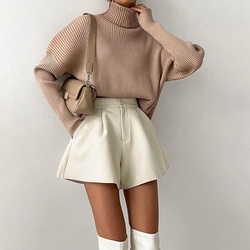 Women High Waist Shorts Summer Casual Loose A-line Wide Leg Short Pants Solid Fashion Pocket Office Lady Trousers Streetwear