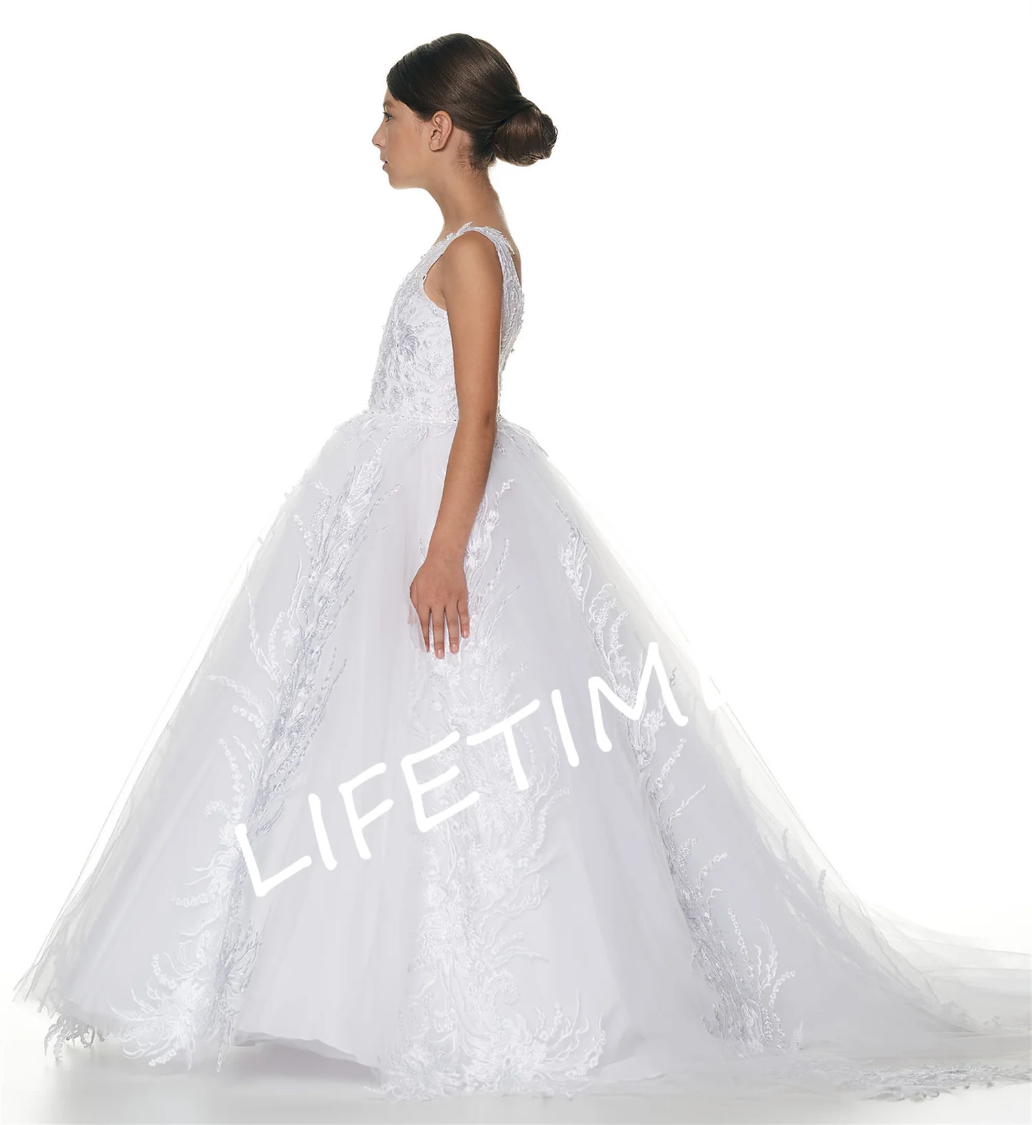 Свадебное платье для девочки блестящее кружевное принцессы тюлевые платья с