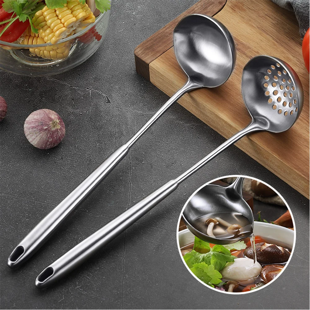 

Stainless Steel Colander Soup Spoon Filter Dessert Long Handle Strainer Skimmer Porridge Spoons Cooking Tools Dinnerware