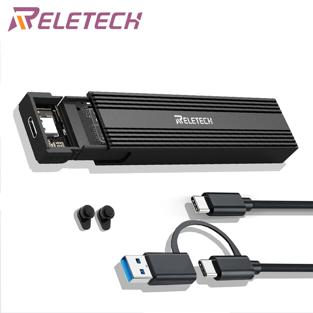 Reletech портативный M.2 HDD корпус USB3.1 Gan2 Type-C 10Gps чехол для жесткого диска, поддержка NVMe / SATA двух протоколов