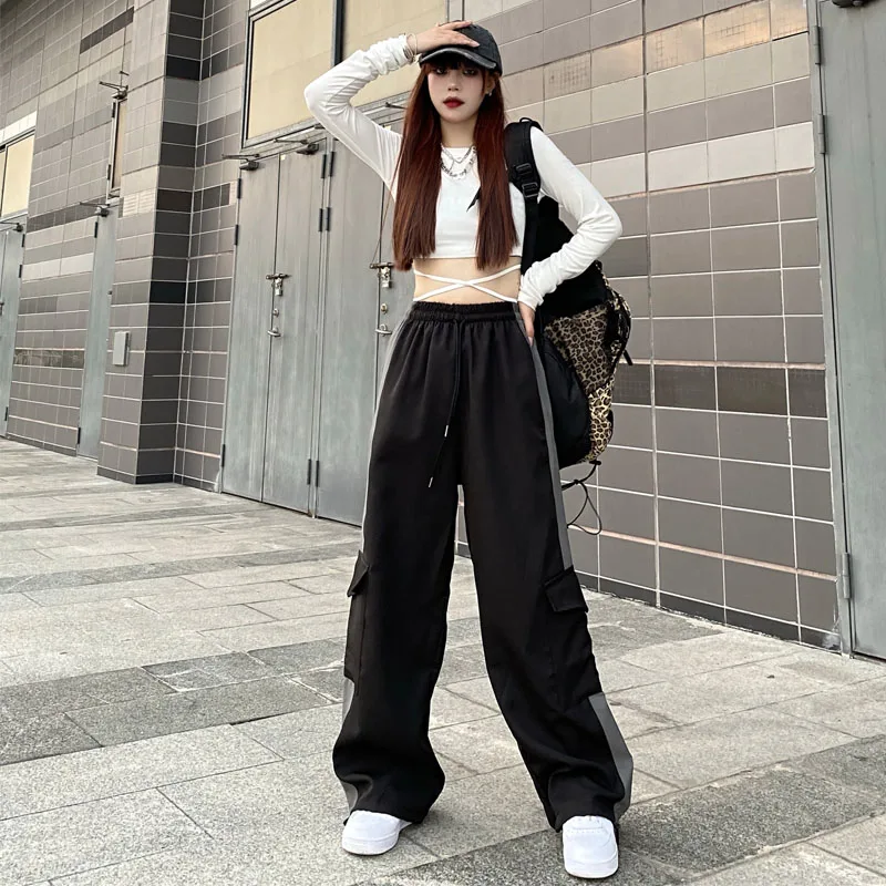 Женские готические мешковатые брюки-карго черные брюки-багги в стиле Харадзюку