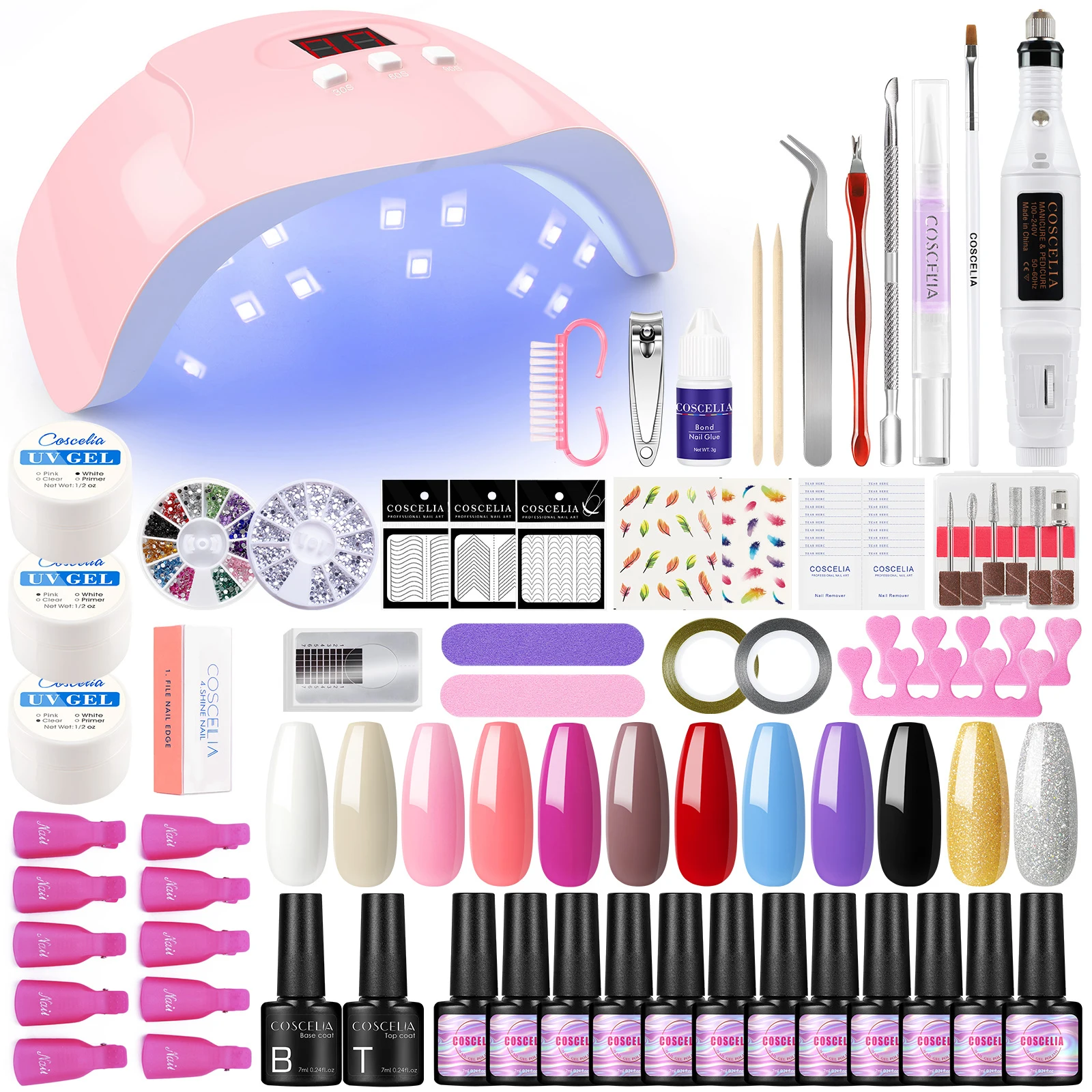 Набор гель для ногтей COSCELIA с УФ-светодиодной лампой Полупостоянный Гибридный лак