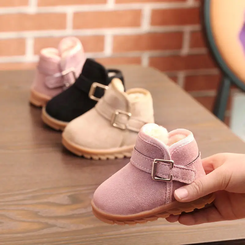 Winter Baby Cotton Shoes 1-2 Years Old Plus Velvet Thick Solid Color Toddler Shoes Boys And Girls Snow Boots Infant Shoes