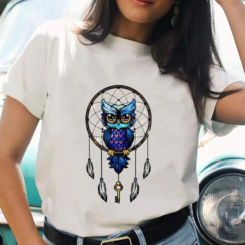 

Women Cartoon Owl Animal Korean Cute Style T Top Shirt Aesthetic Ladies Print Female Graphic Fashion Tee Short Sleeve T-Shirts