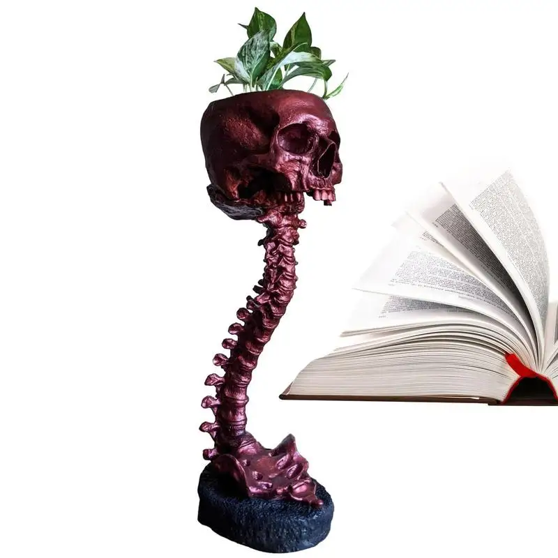 

Подставка для позвоночника, искусственные растения и цветы, Сервировочная чаша, скелет, домашний декор, готический жуткий декор, голова черепа в стиле Хэллоуина