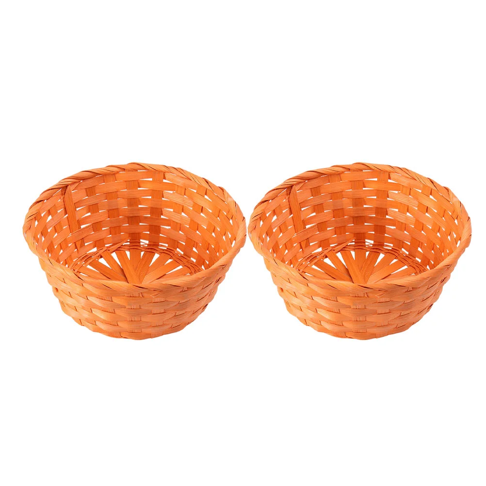 

2Pcs Bamboo Woven Design Eggs Storage Basket Woven Vegetable Fruits Baskets