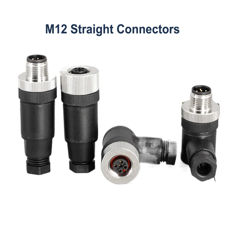 

M12 Straight Aviation Connector Plugs Ip67 Waterproof Sensor Male Female A Type Solder-Free Screw Crimping 3 4 5 8 12 Pin