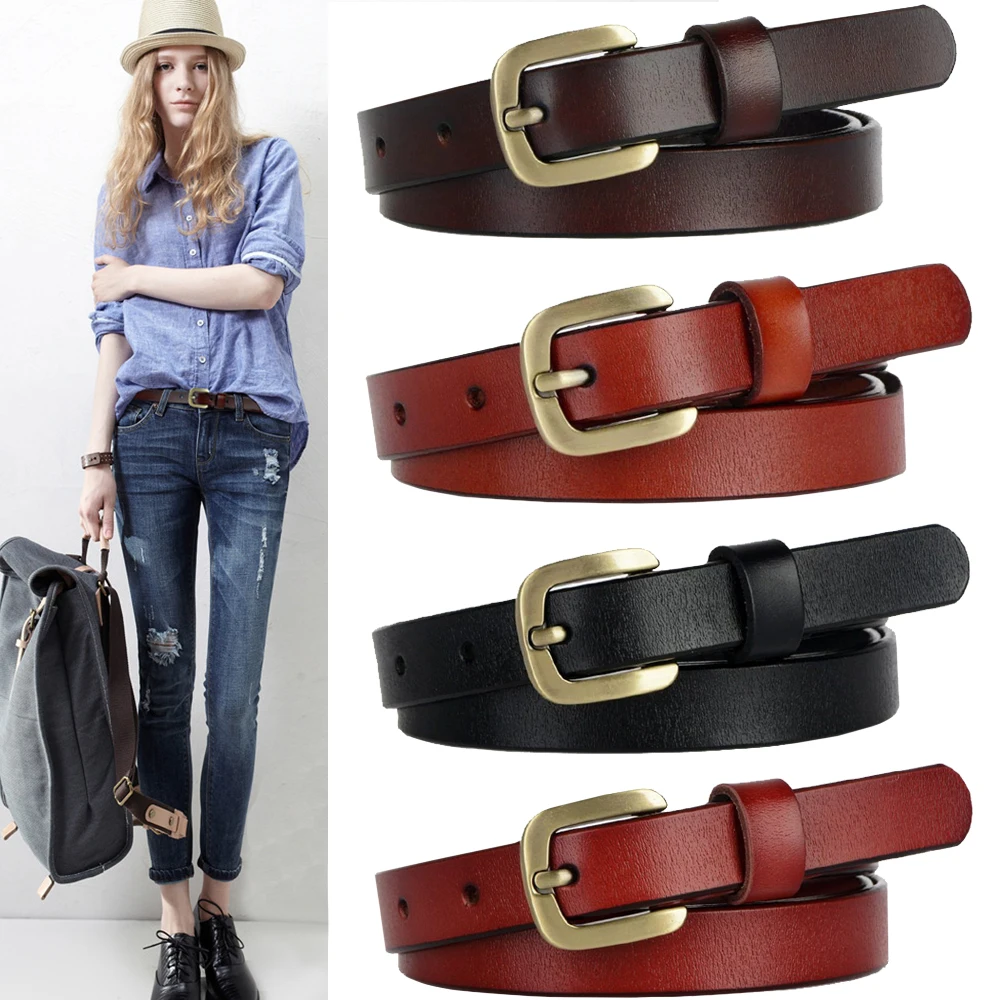 New Women's Belt Luxury Genuine Leather Belts For Women Female Gold Pin Buckle Strap Fancy Vintage for Jeans Drop shipping