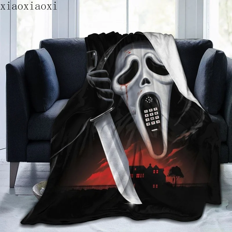 Halloween Scream Ghostface : The Series Pattern Flannel Blanket All Season Premium Fluffy Microfiber Warm Home Decor |