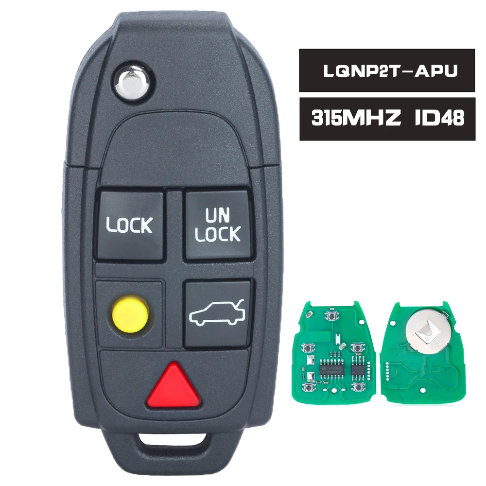 

KEYECU LQNP2T-APU 5-кнопочный дистанционный ключ без ключа 315 МГц ID48 чип-брелок для Volvo XC70 XC90 S60 S70 S80 V70 2004-2015