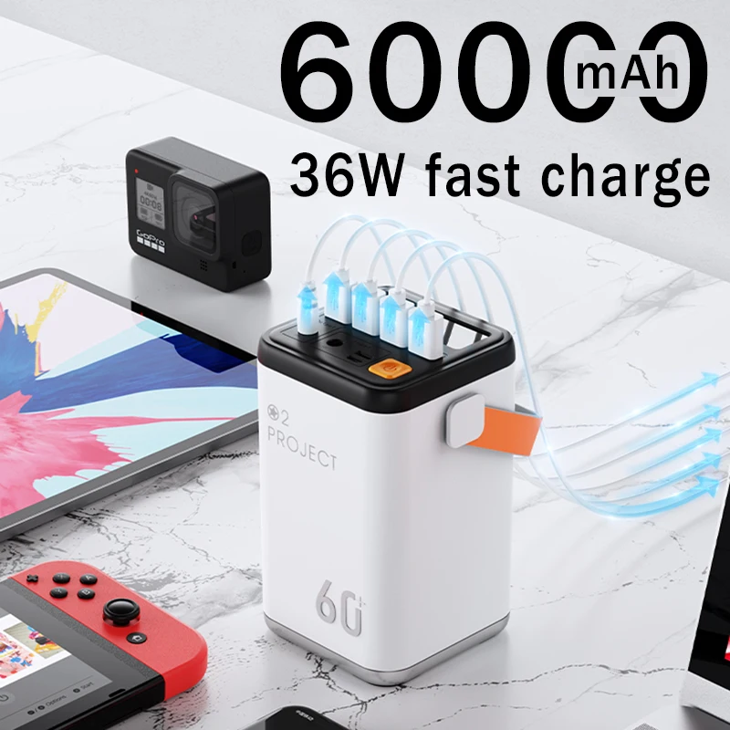 High Capacity Power Bank 60000mAh 36W Fast Charging External Battery For Iphone Portable Outdoor Powerbank For Xiaomi Poverbank