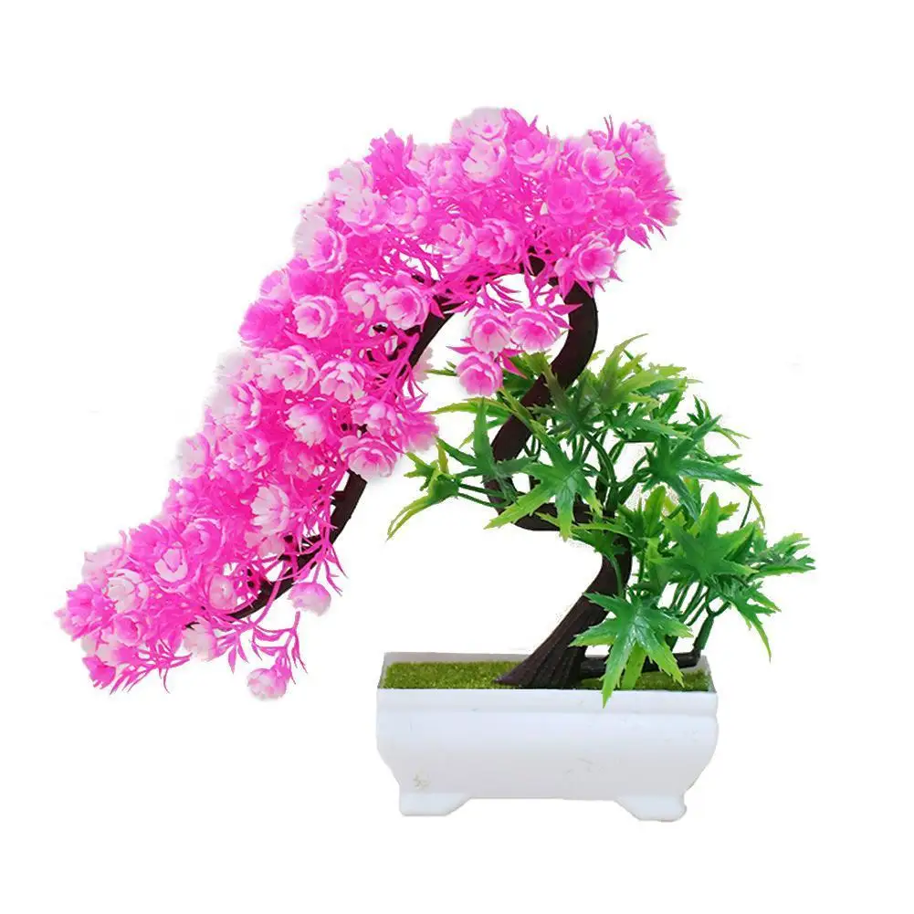 

Artificial Flower Plant Tree Real Multicolor Potted Bonsai Office Garden Party Desktop Ornament Arrangement Accessories