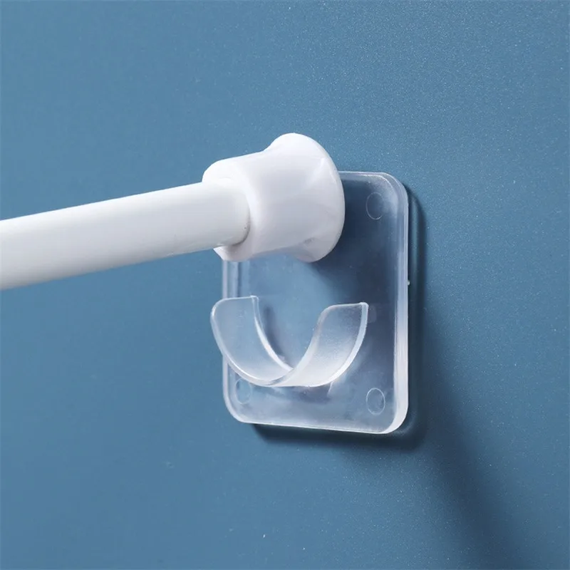 

2pcs/set Strong Curtain Rod Bracket Holders Hooks Self-adhesive Rod Holder Clothes Rail Bracket Toilet Bathroom Accessories