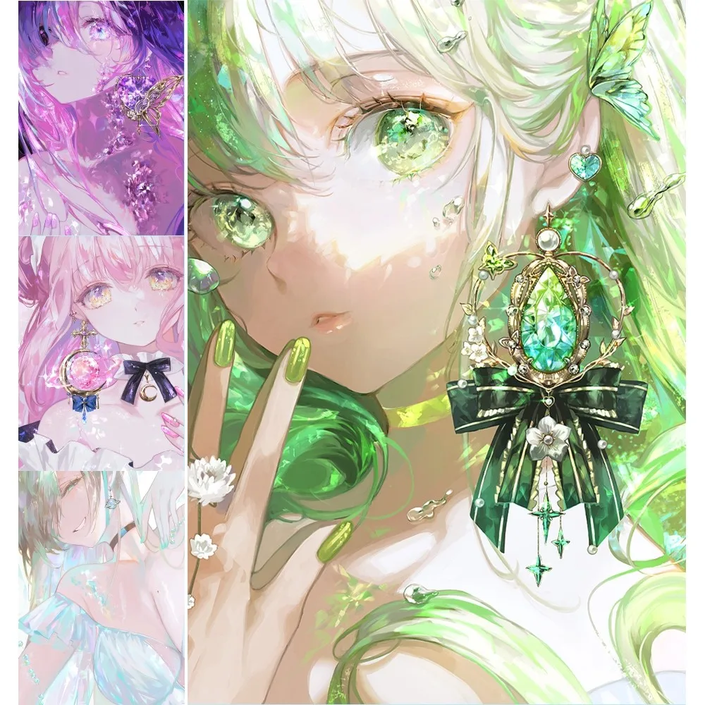

Anime Girl Gems Jewelry Poster Wall Art Home Decor Room Decor Digital Painting Living Room Restaurant Kitchen Art