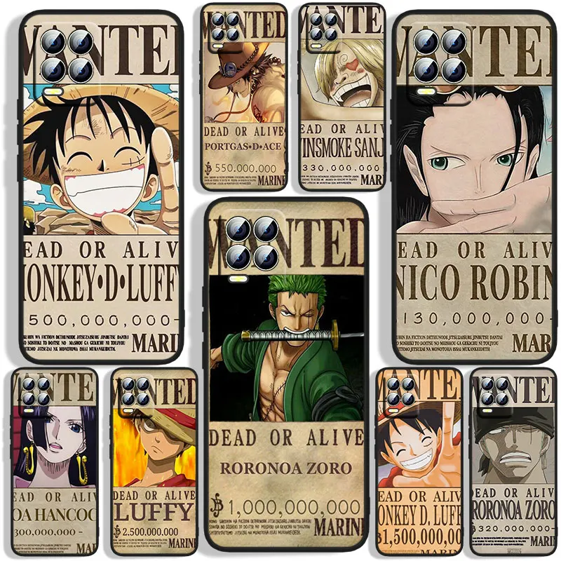 

One Piece Wanted Phone Case For OPPO Realme 5 6i 6s 7 7i(Global) 8 8i Pro 5G Realme Narzo 50A Narzo 50i Black Silicone