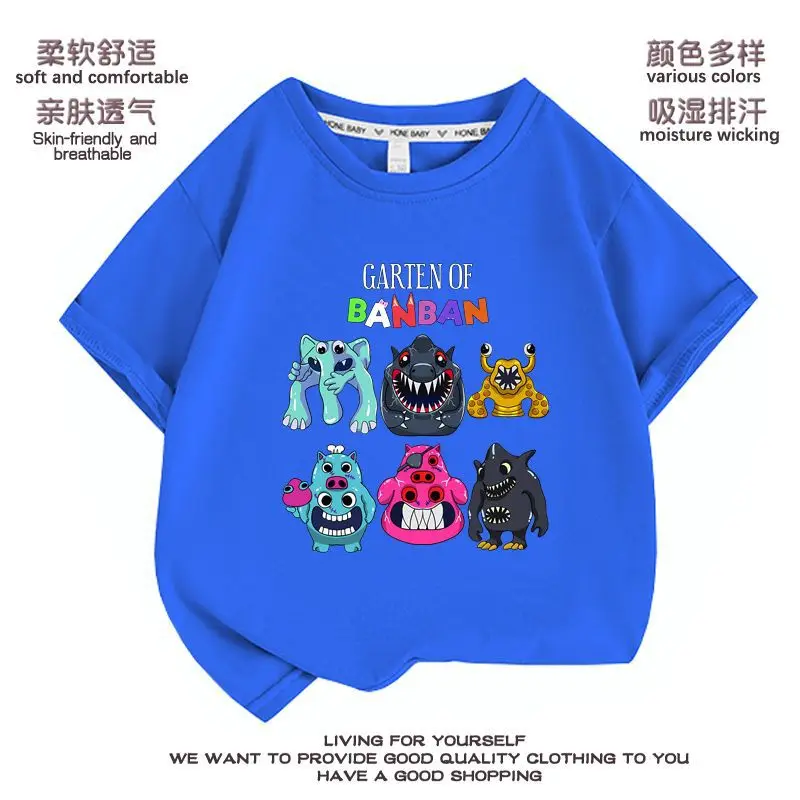 

Garten of Banban Boys and Girls Short-sleeved T-shirt Summer Cotton Class Kindergarten Half-sleeved Top Monster Children
