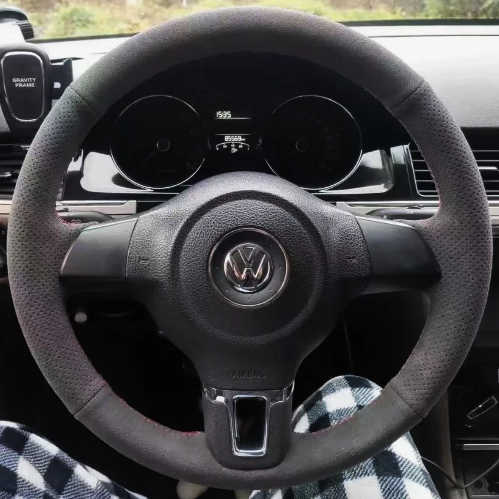 Фото Оплетка на руль автомобиля под заказ, Ручное шитье, замша, кожа для Volkswagen Golf 6 GTI MK6 VW Polo GTI Scirocco R Passat №2