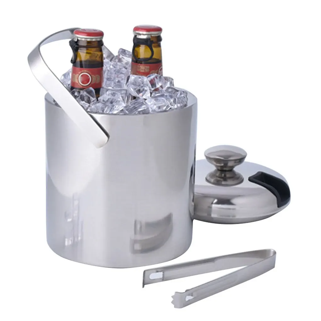 

Double Insulation Ice Bucket With Insulation Sandwich And Ice Filter Stainless Steel Party Bar Champagne Drink Ice Bucket Cooler