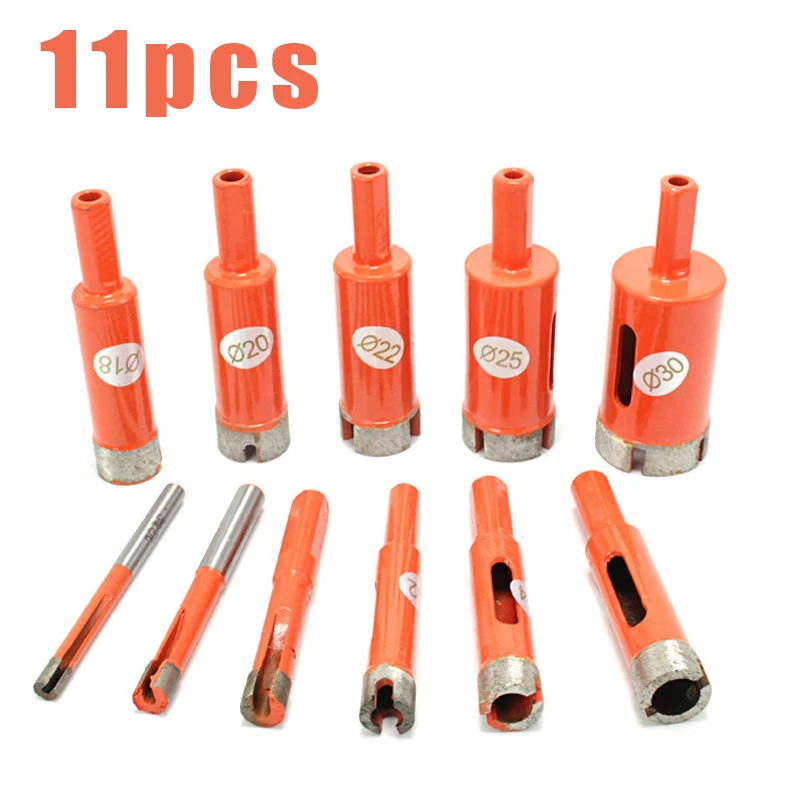 11pcs 6-30mm Marble Opener Diamond Core Bit Hole Saw Drill Bit for Marble Granite Brick Tile Ceramic Concrete Drilling