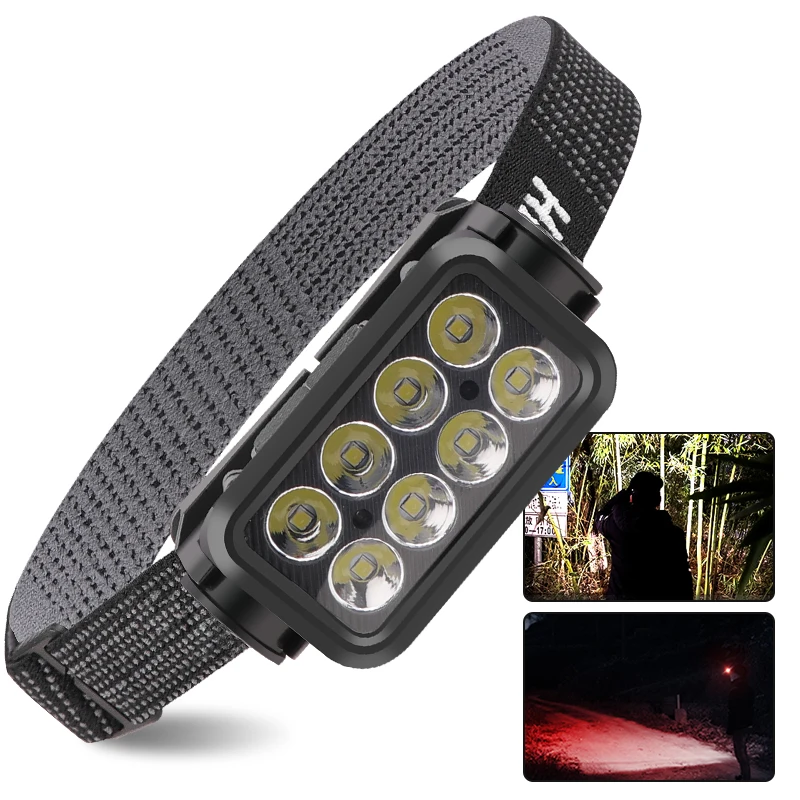 

8 LED Head Lamp USB C Rechargeable with Motion Sensor Headlamp IPX4 Waterproof Head Torch Strong Light for Camping Hiking