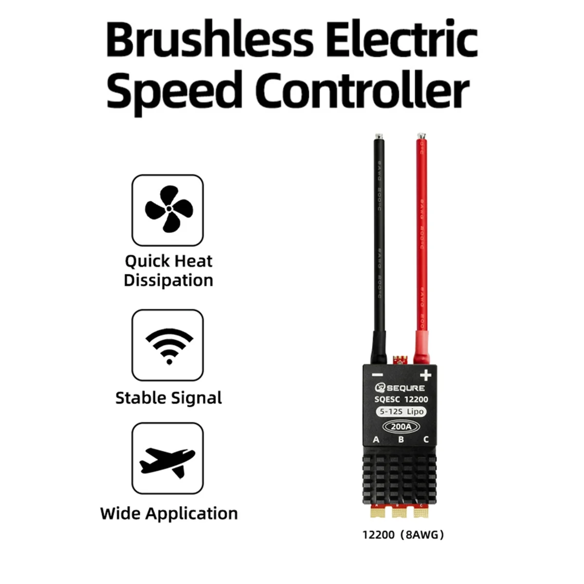 Электрическая щетка контроллера скорости 5-12S 12200 А BLHeli 32 + 8AWG