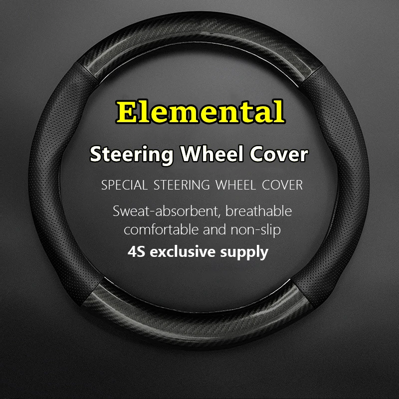 

Car PUleather For Elemental Steering Wheel Cover Genuine Leather Carbon Fiber