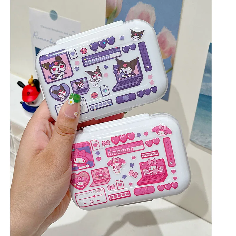 

Sanrioes Anime Kuromi Cinnamoroll My Melody Medicine Box Organizer Container Tablets Portable Travel Pill Box Candy Box Gifts