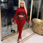 Соблазнительные комплекты из 2 предметов, Женская праздничная одежда, лоскутный сетчатый укороченный топ и облегающие брюки, клубный комплект из двух предметов, Женский комплект