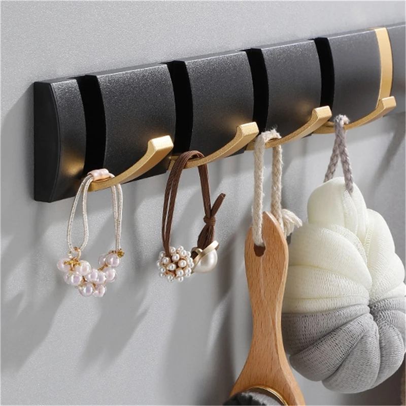 

Folding Wall Hanger Hook 2 Ways Installation Coat Clothes Towel Holder Bathroom Kitchen Accessories, 4 Colors