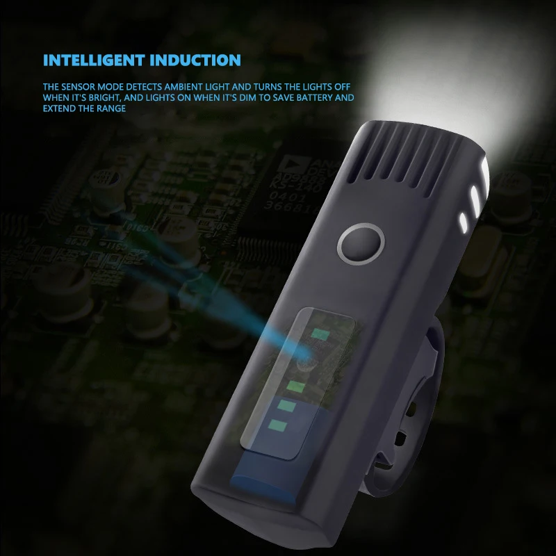 Smart Induction Bicycle Front Light USB Rechargeable LED Headlight Bike Lamp Cycling FlashLight Biker 1500mAh Four Lighting Mode | Спорт и