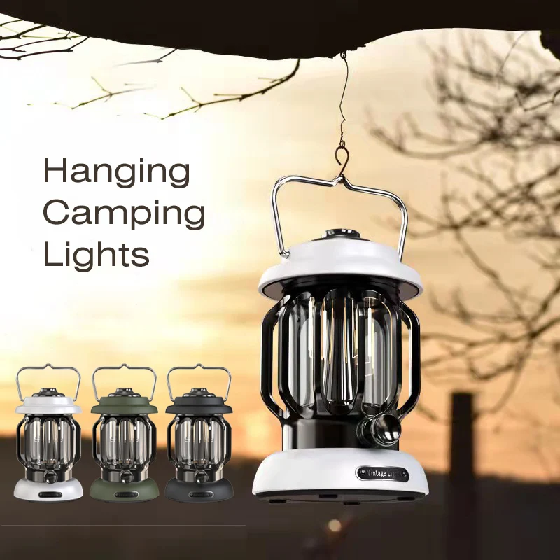 

Retro Hanging Camping Lights Garden Lantern Dimmerable Tent Rechargeable Emergency Lamp LED for Outdoor Portable Ligero