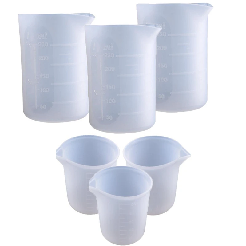 

LJL-Silicone Measuring Cups, 6 PCS 250Ml/100Ml Nonstick Reusable Silicone Mixing Cups Durable Easy Clean For Epoxy Resin