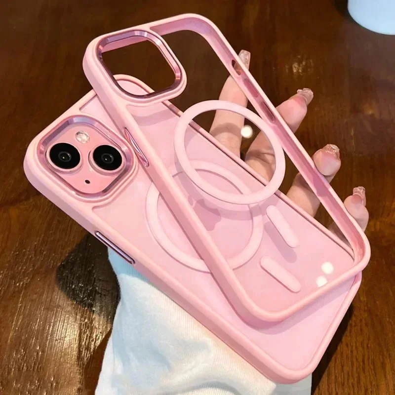 Чехол для iPhone 16 15 14 Plus 13 12 11 Pro Max магнитный Прозрачный ударопрочный чехол-бампер