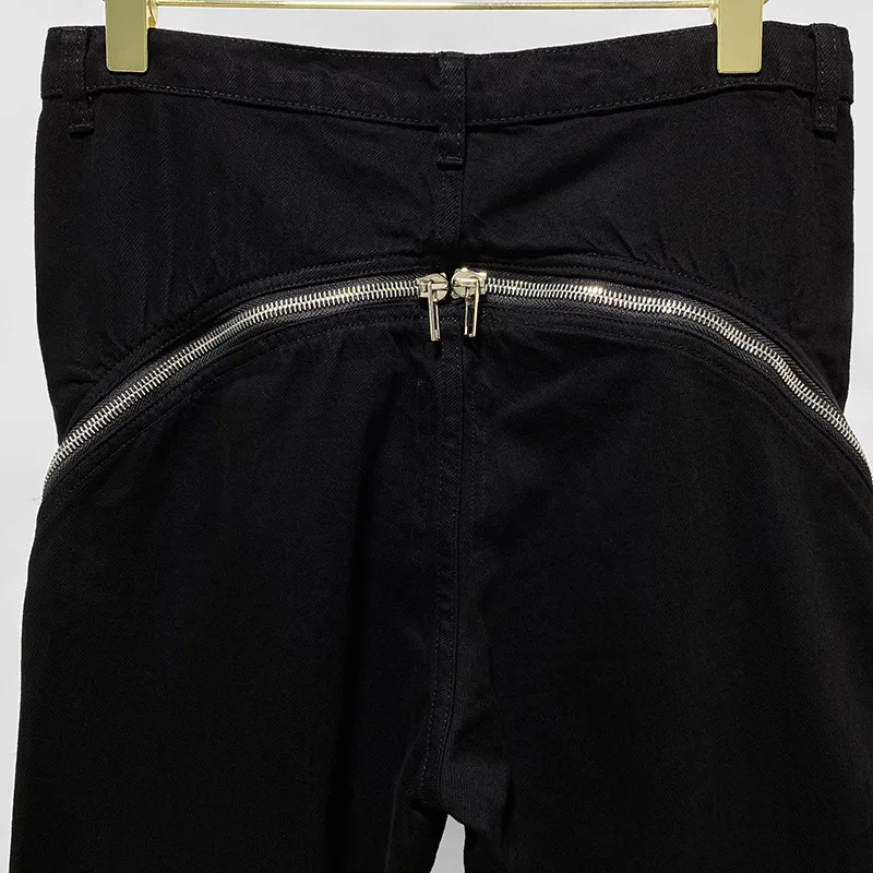 Fashion Men's Pants Rick Zippers Design Men Trousers Black Solid Full Length Streetwear Pants for Women Owens Men's Clothing