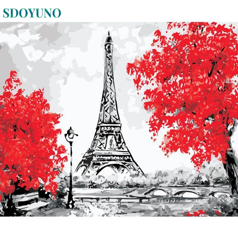 

SDOYUNO Painting By Numbers Scenery DIY Adults Kit Acrylic Paint On Canvas With Frame Drawing Coloring By Number Home Decor