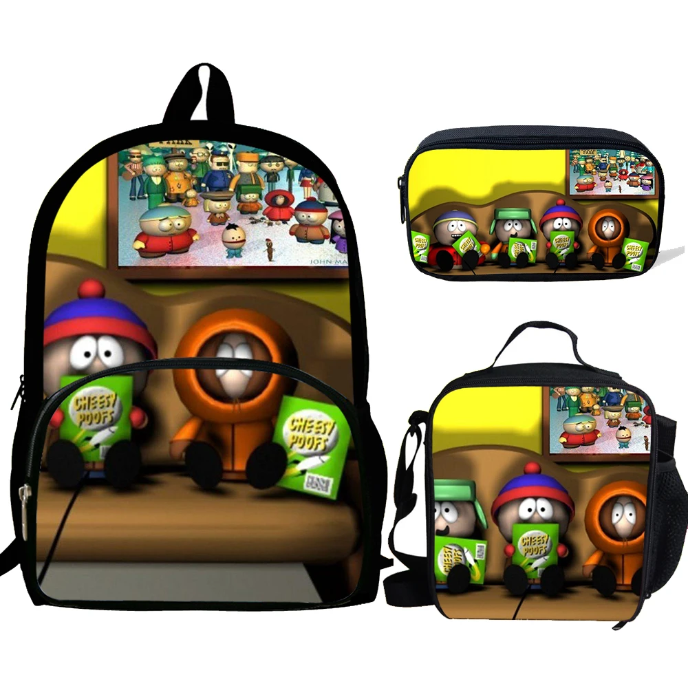 

3Pcs/Set Anime S-South Park Printed School Bags fashion Backpack Teenagers Boys Girls Bookbag Mochila casual backpack