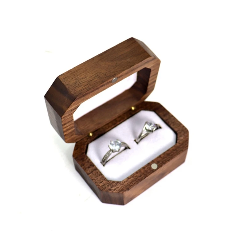 

Portable Wooden Jewelry Box Wedding Ring Box Earring Rings Box Jewelry Organizer