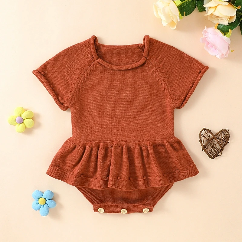 Летнее трикотажное платье-комбинезон с коротким рукавом и круглым вырезом