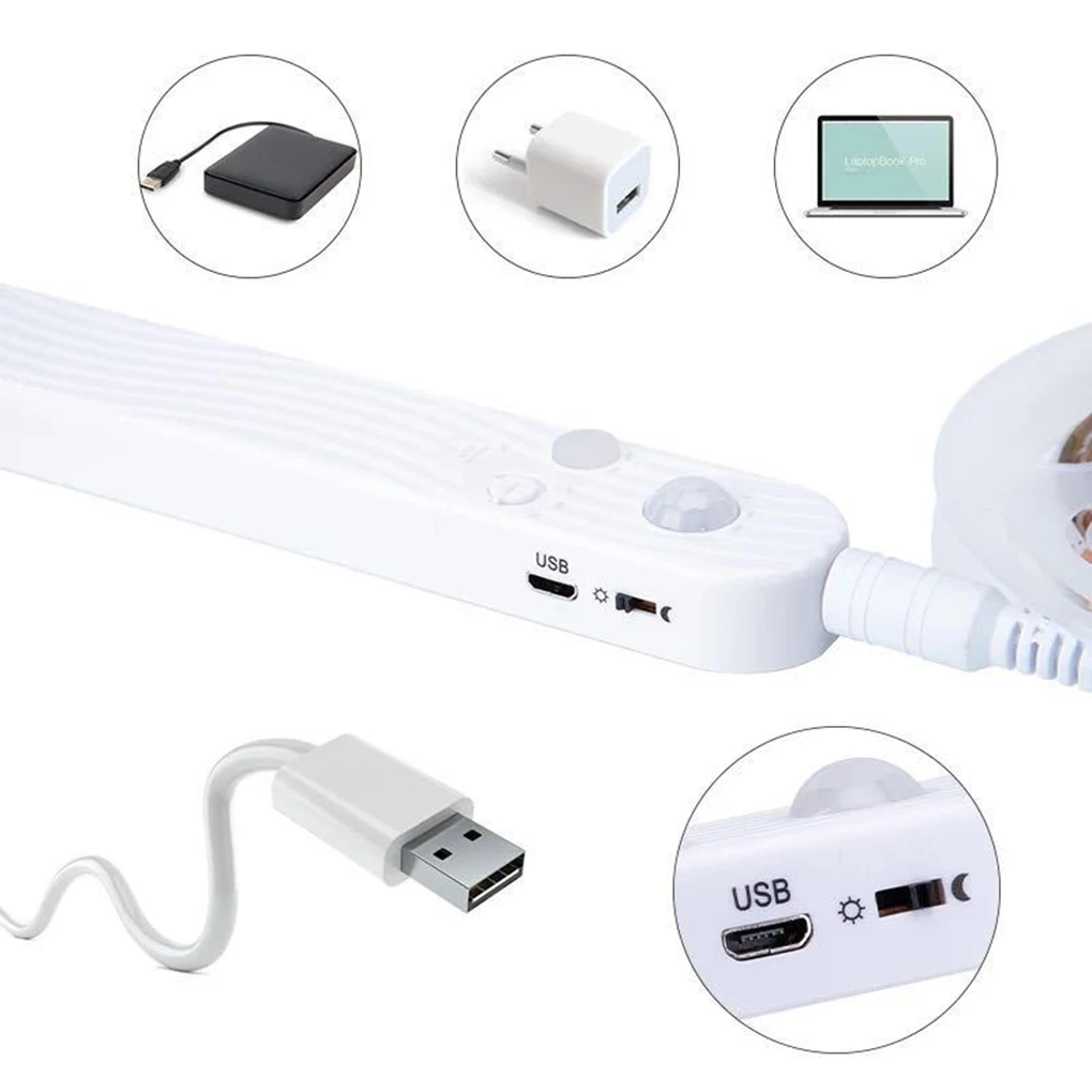 

LED Light String Induction LED Light Strip Battery Powered Cabinet Lamp Strip 1 5W 200lm Warm White 3 Meters 3500K