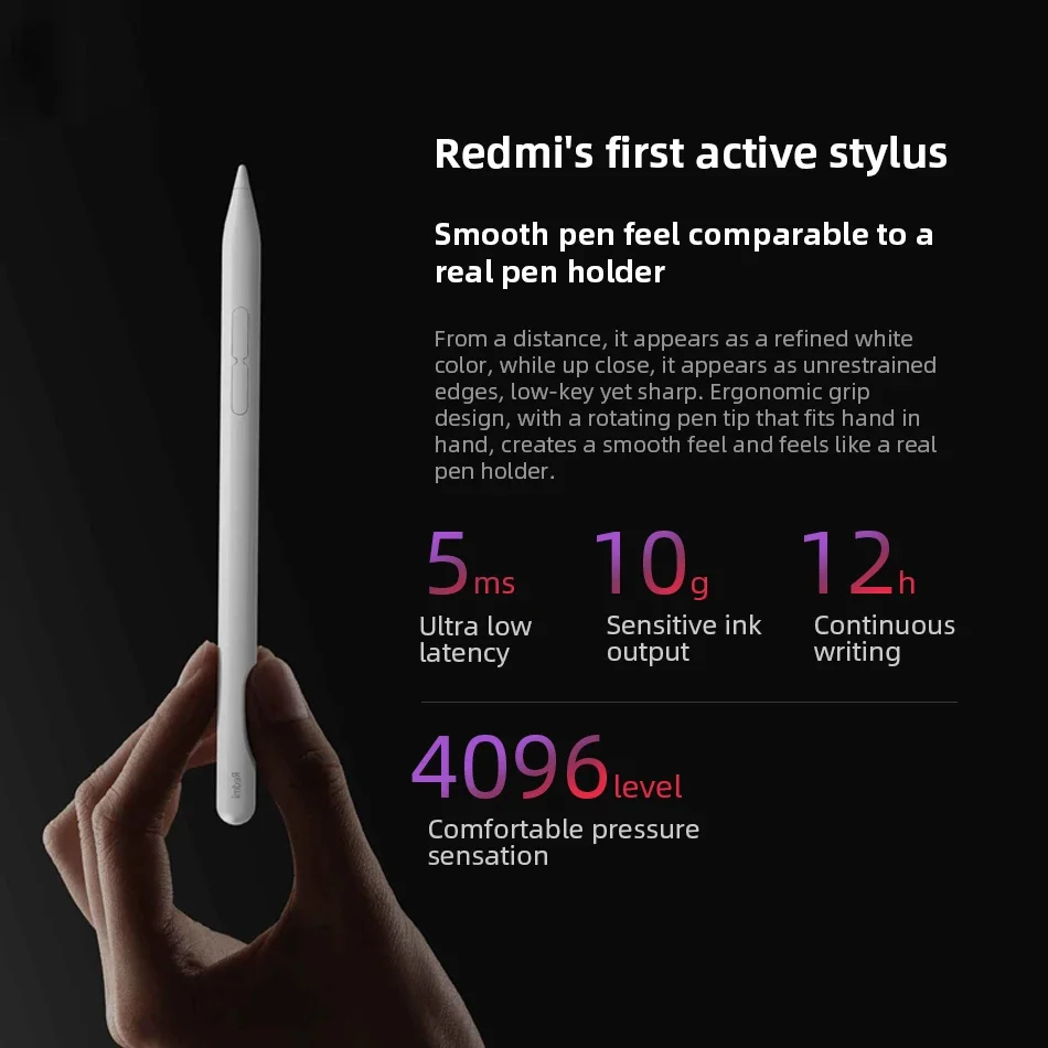 Фото Оригинальный стилус Xiaomi Redmi для планшета Redmi Pad Pro 12,1, уровень 4096, сенсорный рисунок, письмо, умный карандаш, зарядка типа C №2