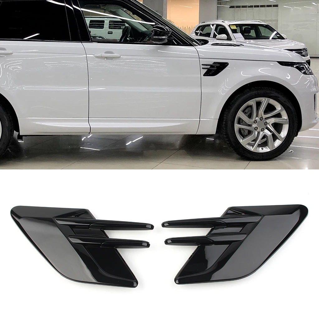 

2Pcs Car Front Fender Grille Air Vents Grill For Land Rover Range Rover Sport 2018 2019 2020 Gloss Black