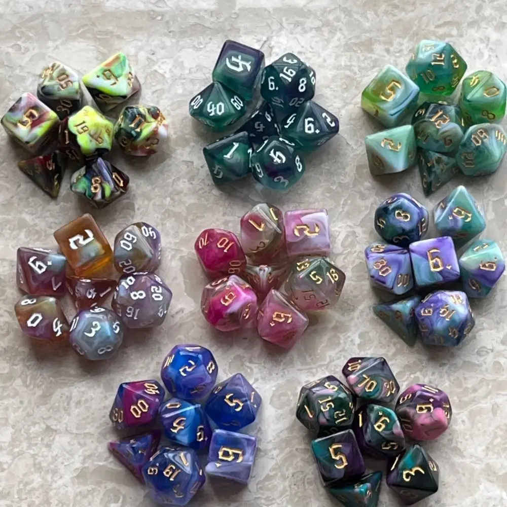 

Polyhedral 7-Dice Two-Tone Swirl-DND Dice Set for RPG/MTG D4 D6 D8 D10 D% D12 D20 Dice Games 7pcs/set Family Party Board Games