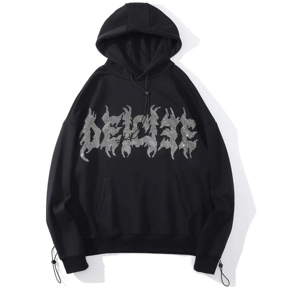 

Толстовка мужская с капюшоном и надписью в стиле панк, повседневный простой мешковатый пуловер в стиле Харадзюку, крутые хипстерские свитш...