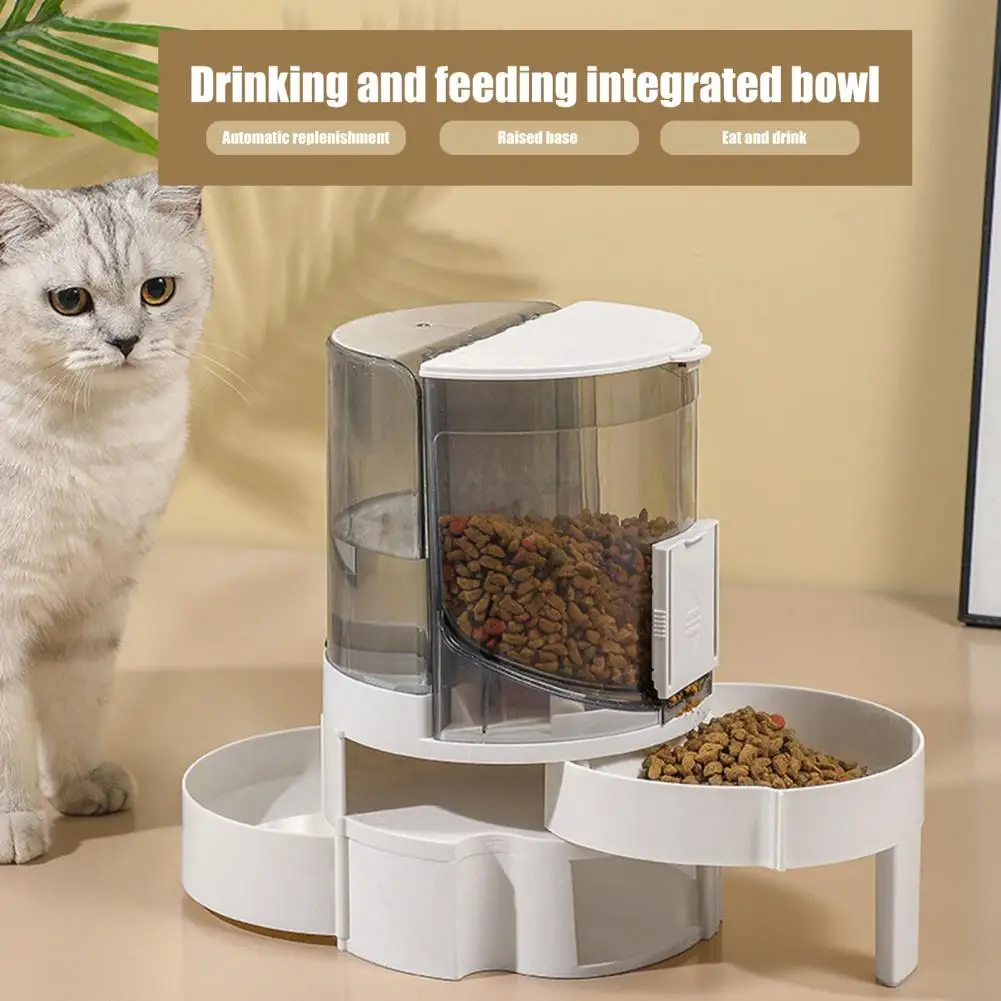 

Pet Feeder High Capacity Raised Base Fully Detachable Automatic Water Refill Pets Food Feeder Water Dispenser Dog Accessory